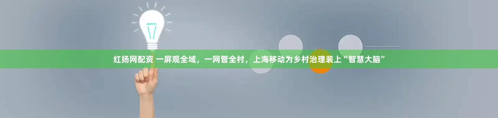 红扬网配资 一屏观全域，一网管全村，上海移动为乡村治理装上“智慧大脑”